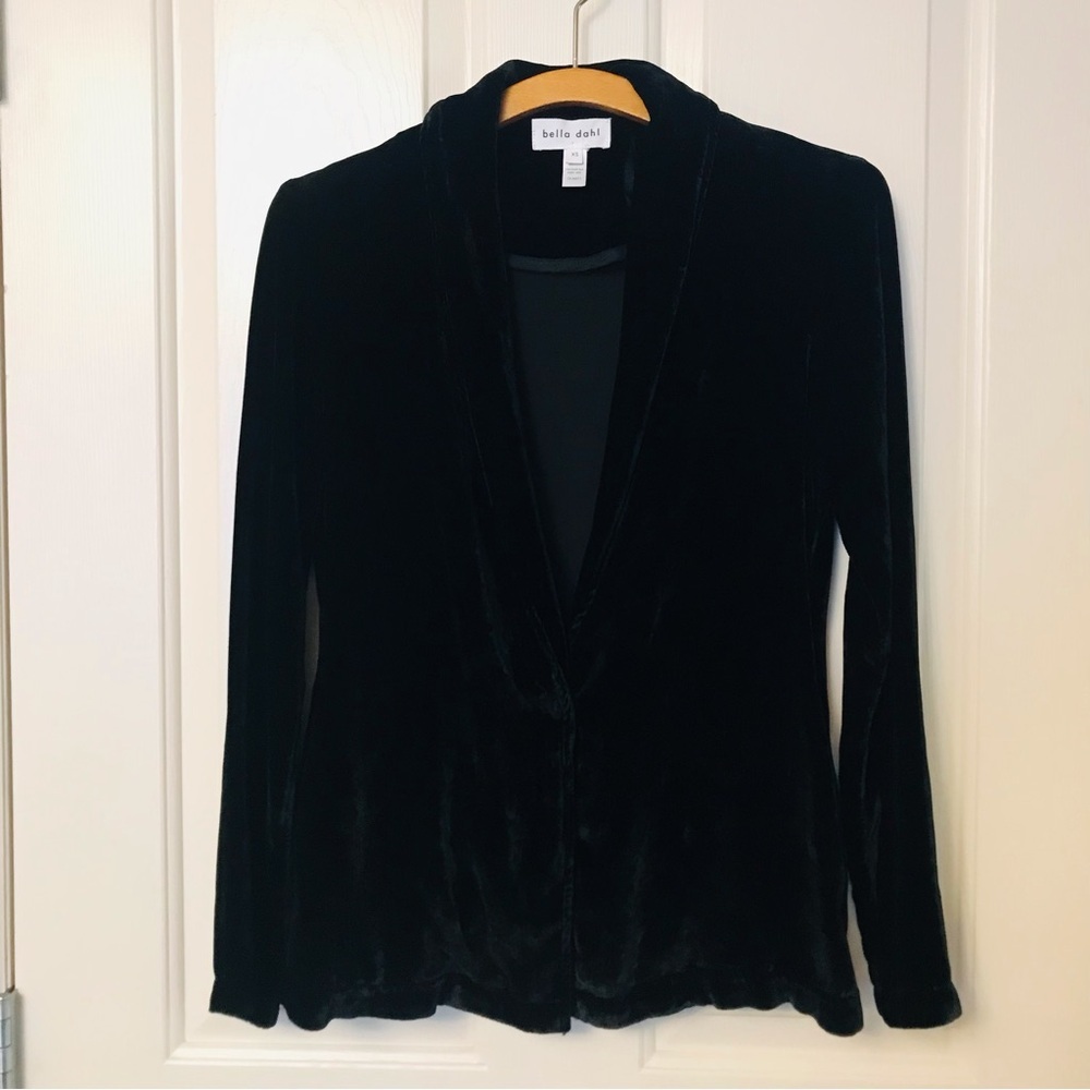 Bella Dahl Black Velvet Jacket Single Front Button Size XS